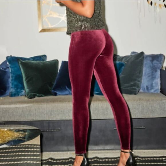Spanx Velvet Leggings Burgundy Red 2070 Sz L - Picture 1 of 10